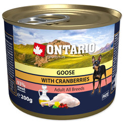 Ontario konzerva s husou a brusinkami pro psy 200 g