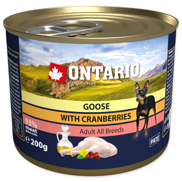 Ontario konzerva s husou a brusinkami pro psy 200 g