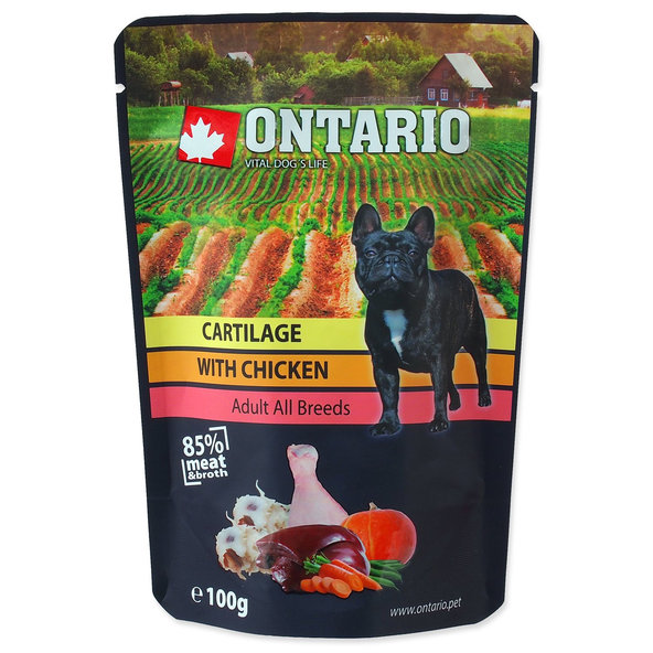 Ontario chrupavky s kuřecím ve vývaru kapsička pro psy 100 g