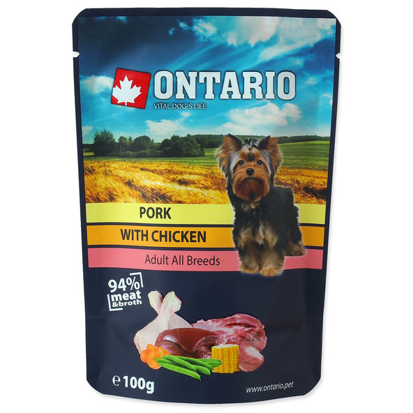 Ontario vepřové s kuřecím ve vývaru kapsička pro psy 100 g
