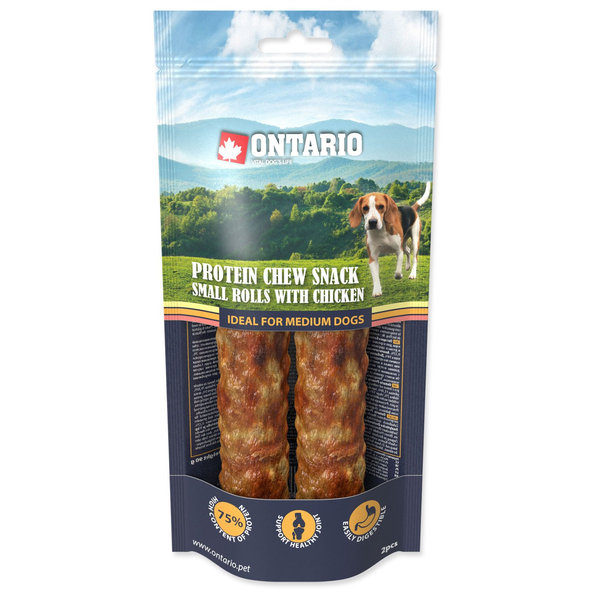 Ontario Protein Chicken žvýkací rolka pro psy Medium 2 ks 12,7 cm