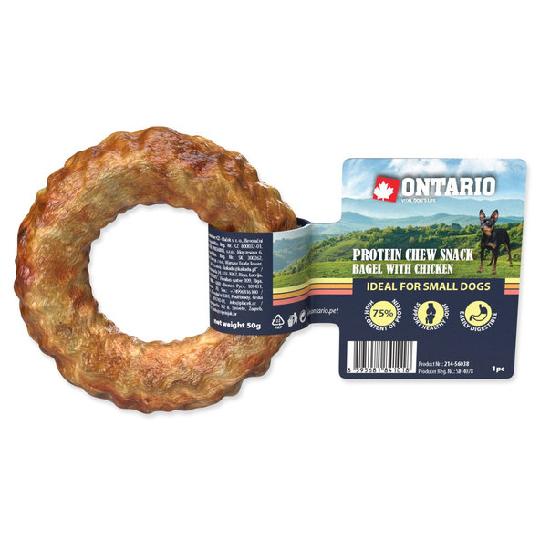 Ontario Protein Chicken žvýkací bagel pro psy Small 8,9 cm