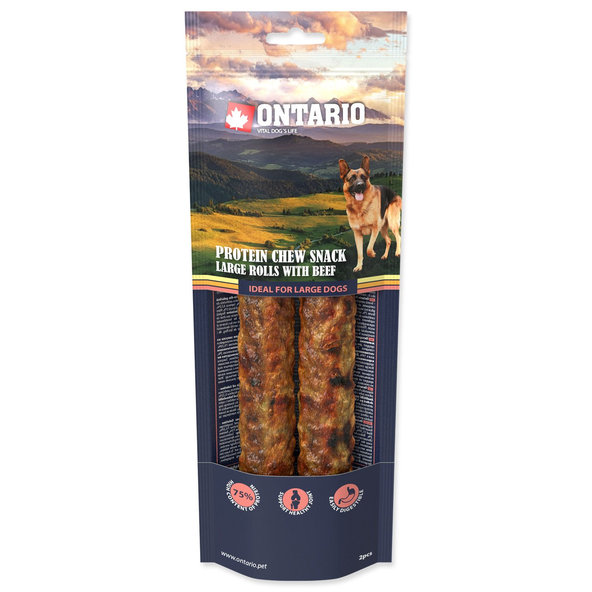 Ontario Protein Beef žvýkací rolka pro psy Large 2 ks 25,4 cm