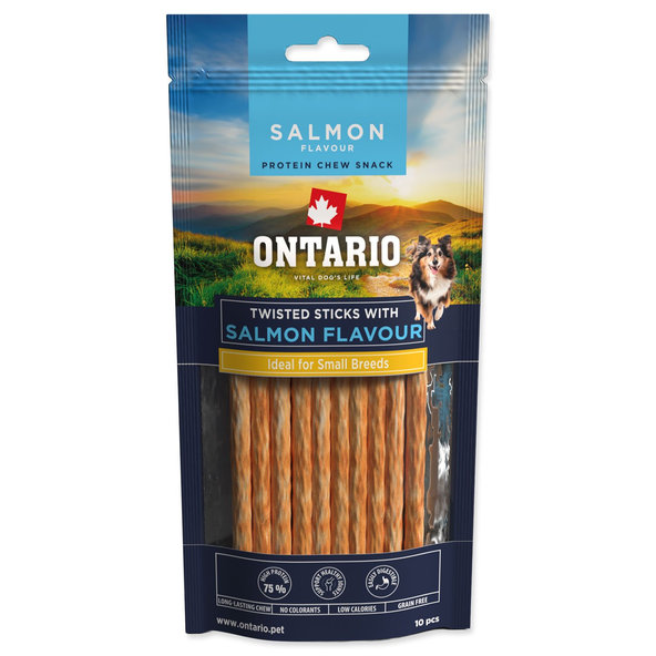 Ontario Protein Salmon žvýkací kroucená tyčinka pro psy 10 ks 12,7 cm
