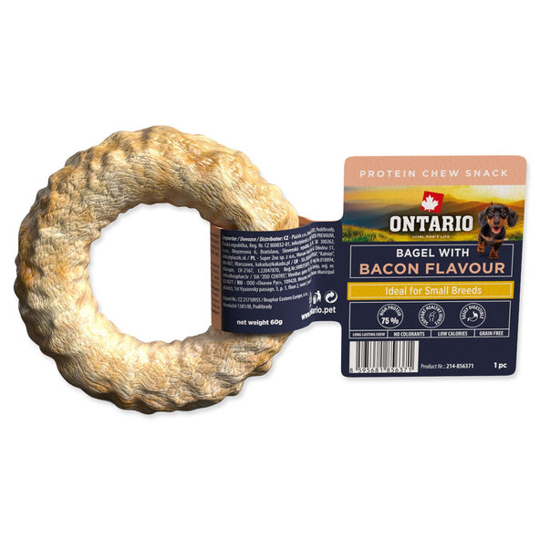 Ontario Protein Žvýkací bagel pro psy příchuť slanina 8,9 cm