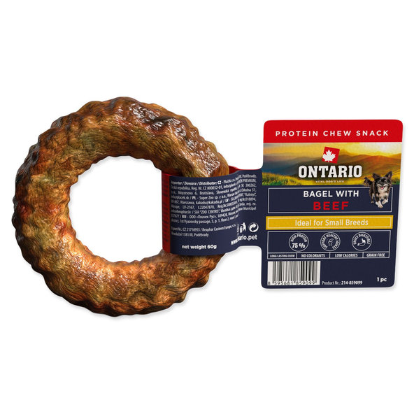 Ontario Protein Žuvací bagel pro psy s hovězím masem 8,9 cm
