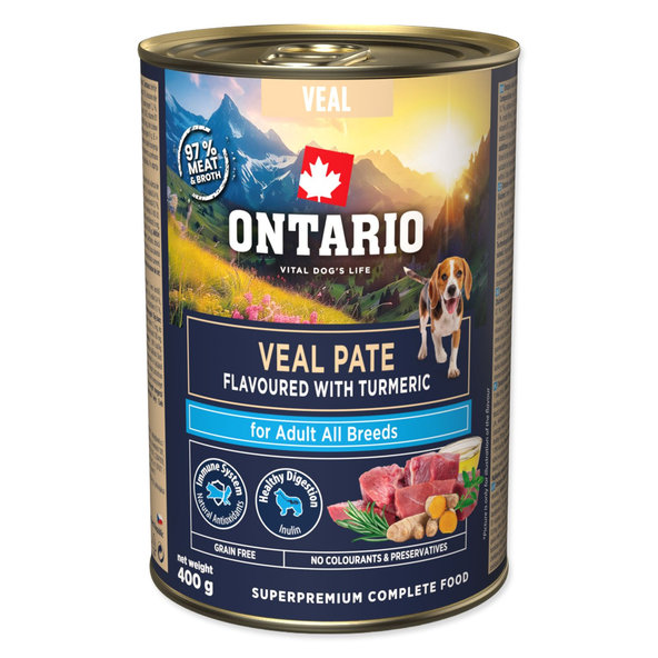 Ontario Adult telecí paštika s kurkumou pro psy 400 g