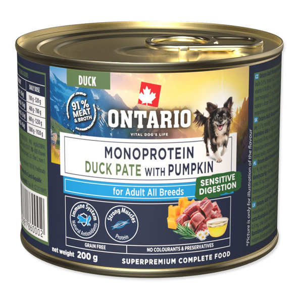 Ontario Adult Monoprotein kachní paštika s dýní pro psy 200 g