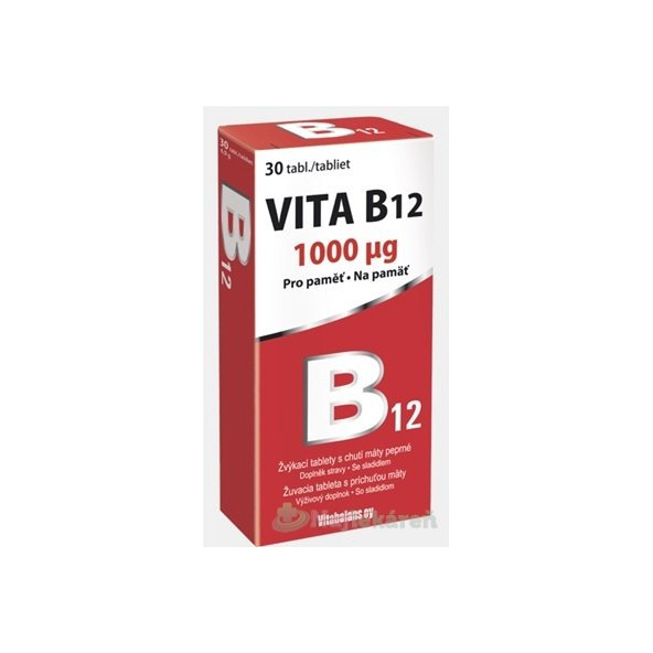 Vitabalans Vita B12 1 mg žvýkací tablety máta 30 tablet
