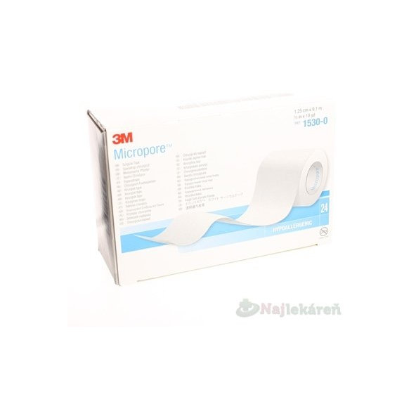 3M Micropore náplast papírová bílá cívka 1,25 cm x 9,1 m 24 ks
