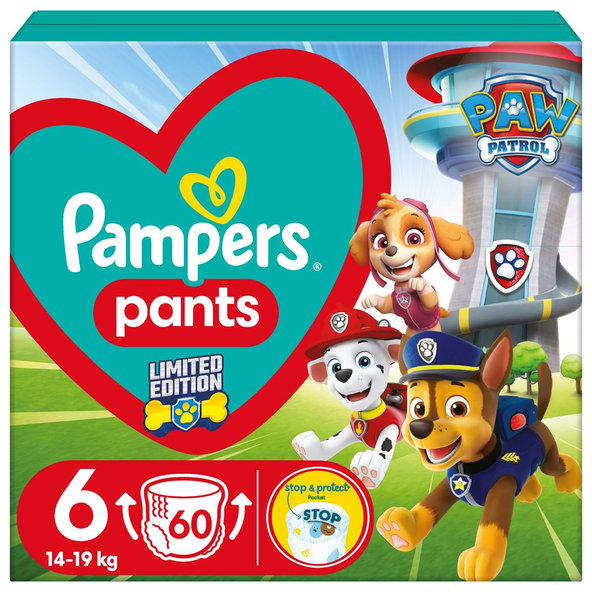 Pampers Active Baby Pants Paw Patrol kalhotky 14–19 kg vel. 6 60 ks