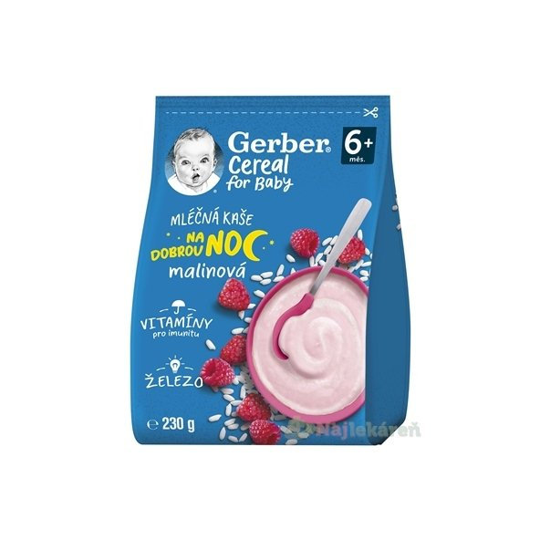 Gerber Cereal mléčná kaše Dobrou noc malinová 6 m+ 230 g