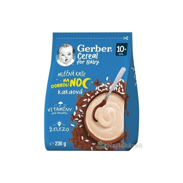 Gerber Cereal mléčná kaše Dobrou noc kakaová 10 m+ 230 g