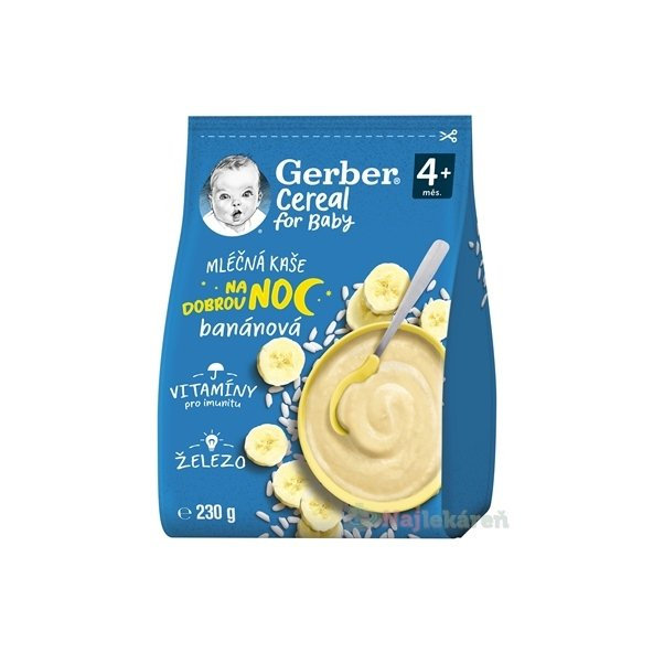 Gerber Cereal mléčná kaše Dobrou noc banánová 4 m+ 230 g