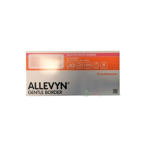 Allevyn Gentle Border krytí na rány 10 × 25 cm 10 ks