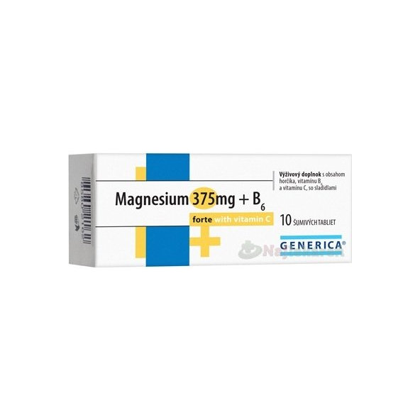 Generica Magnesium 375 mg+B6 Forte+vitamin C 10 šumivých tablet