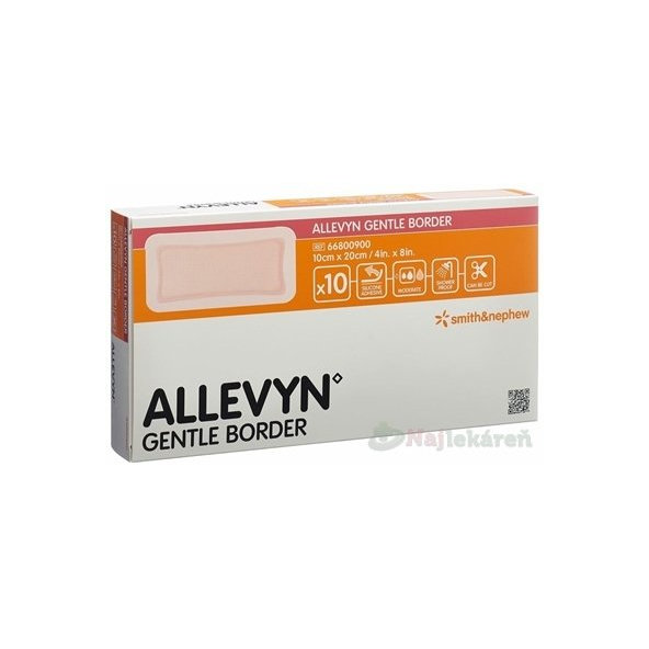 Allevyn Gentle Border krytí na rány 10 × 20 cm 10 ks