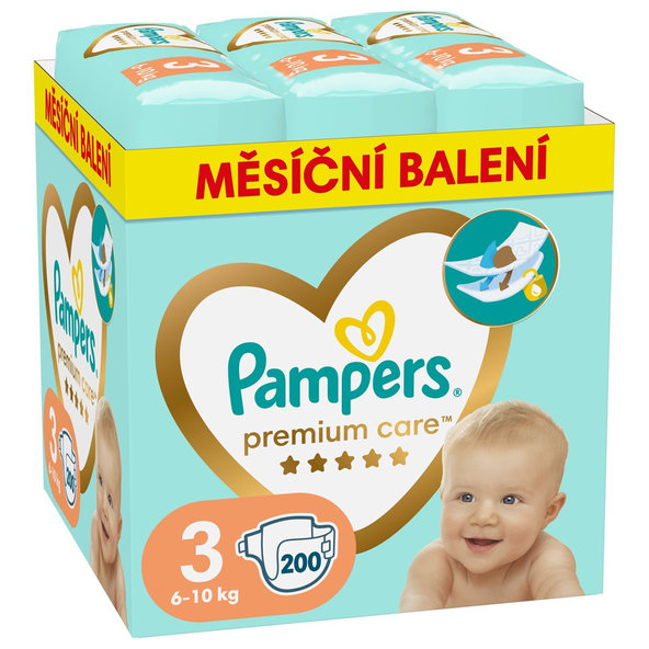 Pampers Premium Care jednorázové pleny 6–10 kg vel. 3 200 ks