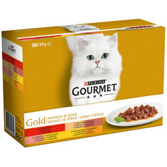 Gourmet Gold Multipack konzervy hovězí krůta losos kuře 12x85 g