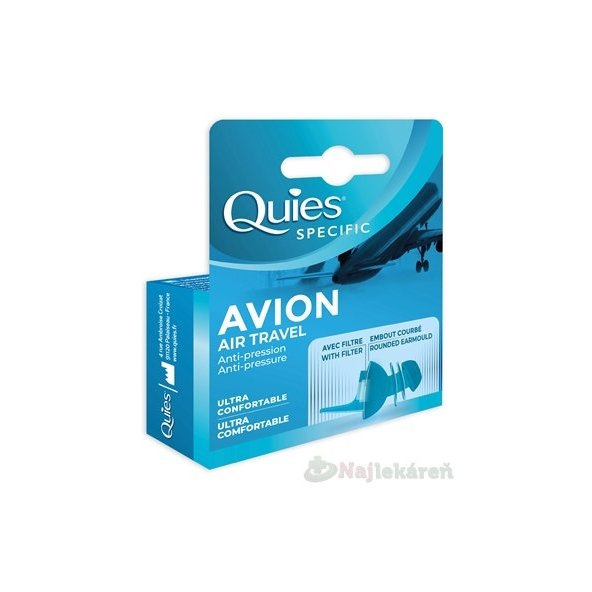QUIES Avion chrániče sluchu do letadla 2 ks