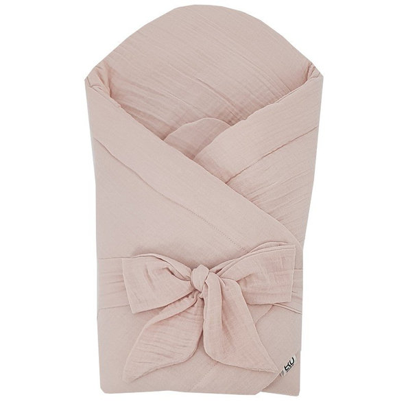 EKO Zavinovačka mušelínová s mašlí Powder Pink 75 x 75 cm