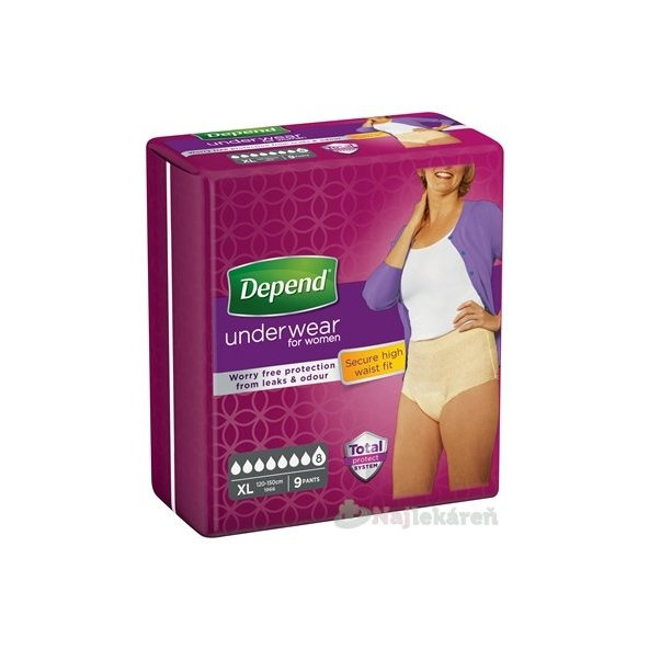 DEPEND Super Inkontinenční kalhotky XL dámské 9 ks