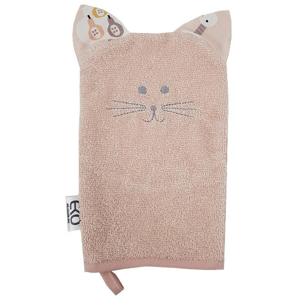 EKO Žínka bavlněná s oušky Cat Rose Pink 20 x 15 cm