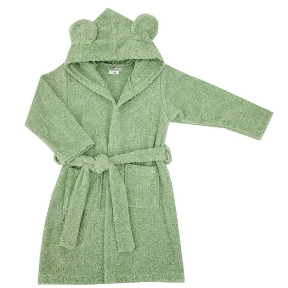 EKO Župan bavlněný s kapucí a oušky Olive Green vel. 92–98