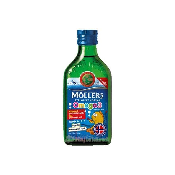 Möller’s Omega-3 rybí olej ovocná příchuť 250 ml