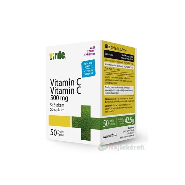 Virde Vitamín C 500 mg + šípky 50 tablet
