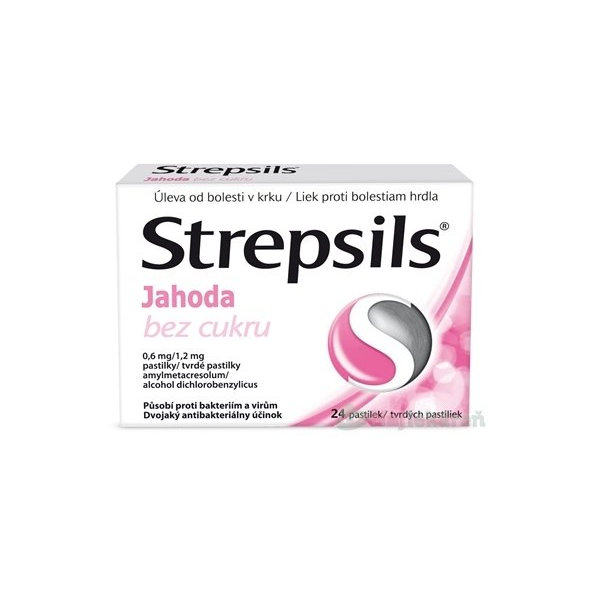 Strepsils jahoda bez cukru 24 pastilek