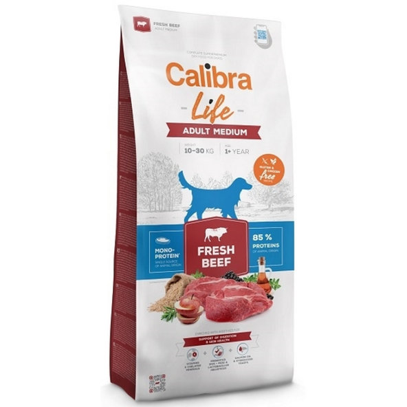 Calibra Dog Life Adult Medium hovězí granule pro psy 12 kg