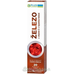 Plus Lekáreň Železo + vitamín C + kyselina listová černý rybíz 20 ks