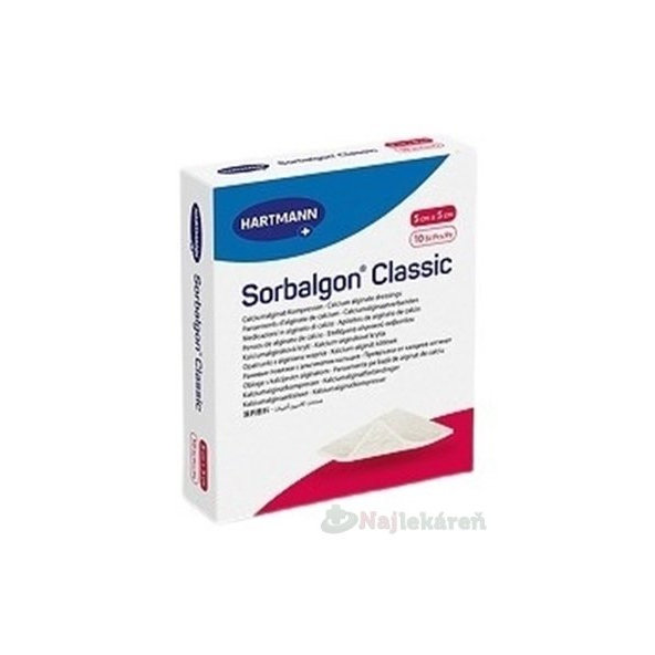Sorbalgon Classic kalciumalginátové krytí 5×5 cm 10 ks