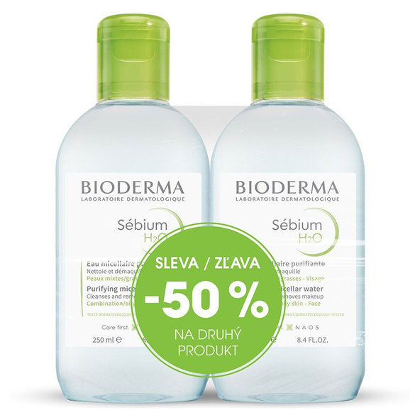 BIODERMA Sébium H2O micelární voda 250 + 250 ml