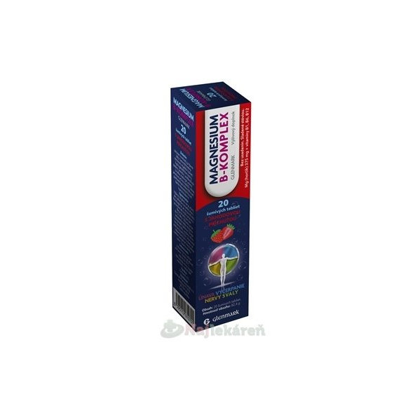 GLENMARK Magnesium B-komplex jahoda 20 šumivých tablet