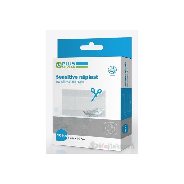 Plus Lekáreň Náplast na citlivou pokožku 6 x 10 cm 10 ks