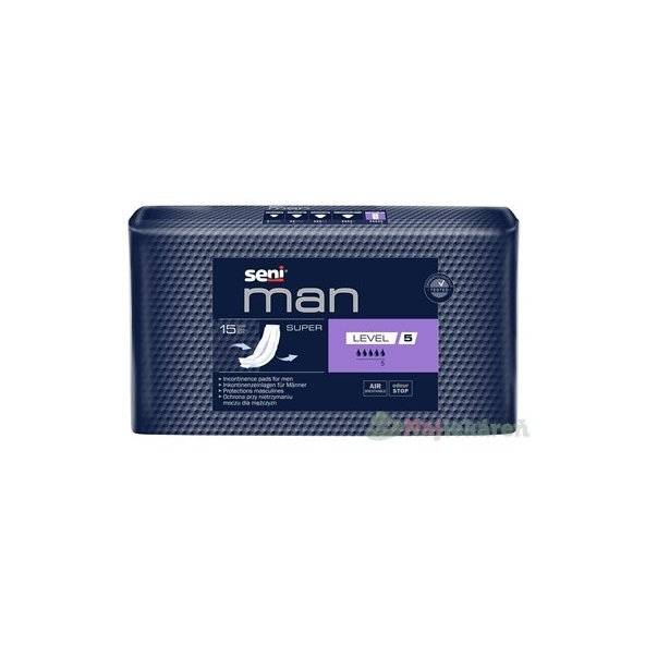 Seni Man Super Level 5 urologické vložky pro muže 870 ml 15 ks