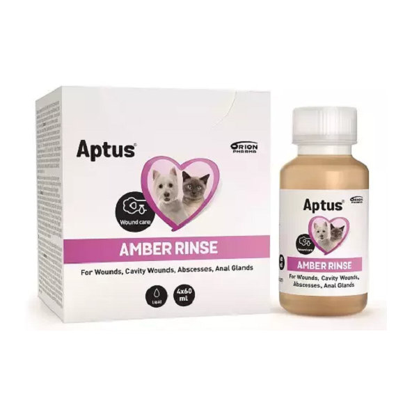 Aptus Amber Rinse roztok na ošetření pokožky a ran u psů a koček 4x60 ml