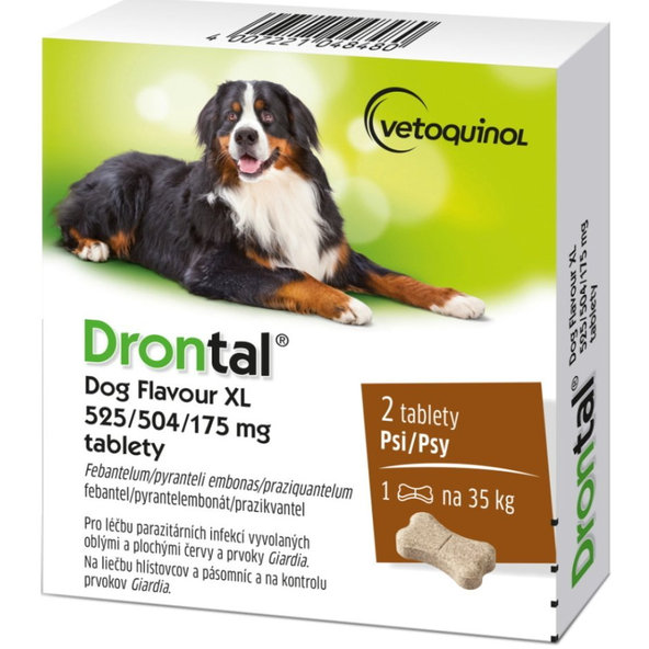 Drontal Dog Flavour 35 kg tablety na odčervení psů 2 tablety