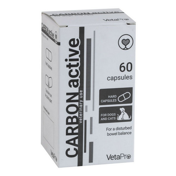 VetaPro CarbonActive tráviaci adsorbent pre psov a mačky 60 kapsúl
