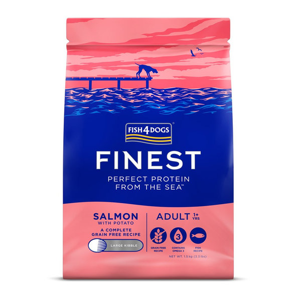 Fish4Dogs Finest Adult granule malé losos s bramborami 1+ 1,5 kg