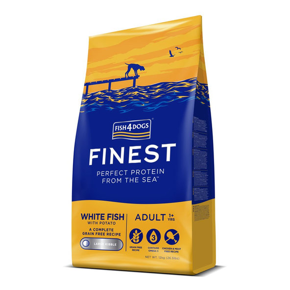 FISH4DOGS Finest Adult velké granule bílá ryba s brambory 1+ 12 kg