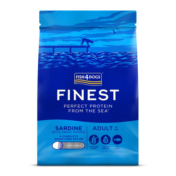 FISH4DOGS Finest Adult velké granule sardinka s batáty 1+ 1,5 kg