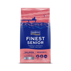 FISH4DOGS Finest Senior velké granule losos s batáty 8+ 12 kg