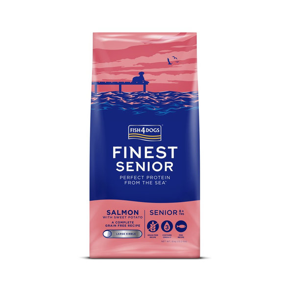 FISH4DOGS Finest Senior velké granule losos s batáty 8+ 6 kg