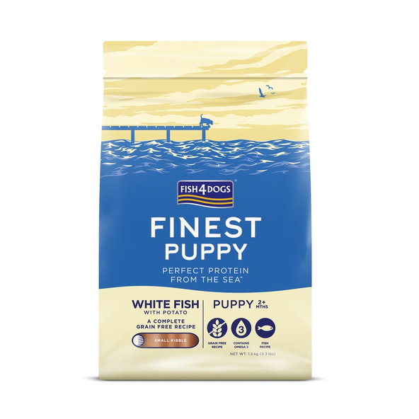 FISH4DOGS Finest Puppy malé granule bílá ryba s brambory 2 m+ 1,5 kg