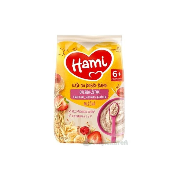 Hami kaše na dobré ráno ovseno-žitná malina jahoda banán 6 m+ 210 g