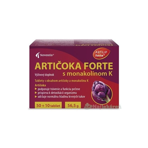 Noventis Artičoka Forte s monakolinem K 60 tablet