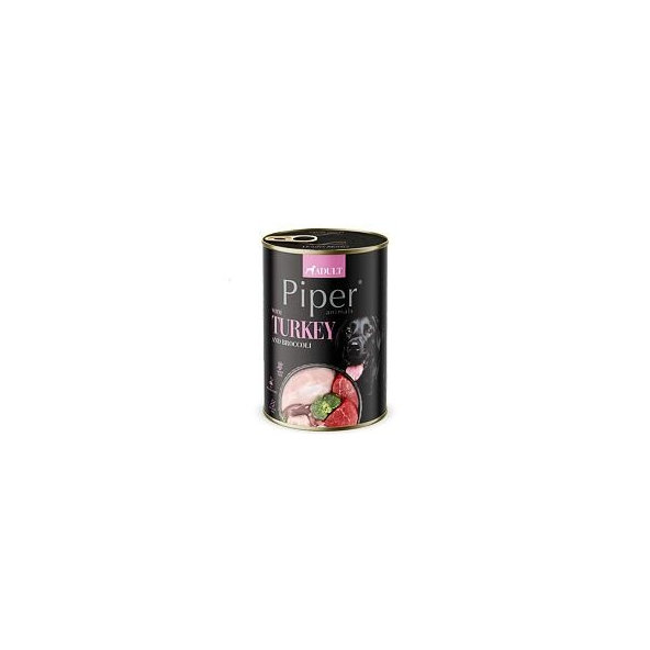 PIPER konzerva pro psy s krůtím masem a brokolicí 400 g